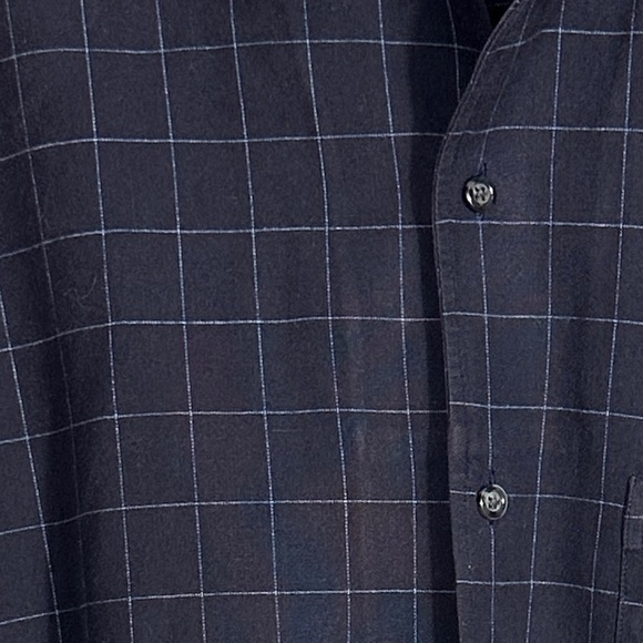 Paul Stuart Cooper button down long sleeve shirt, sz. L, dk. blue, windowpane - Picture 2 of 9